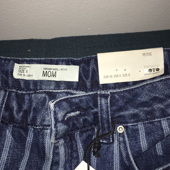 Topshop striped denim cutoff shorts sz 8 petite - Picture 2 of 2